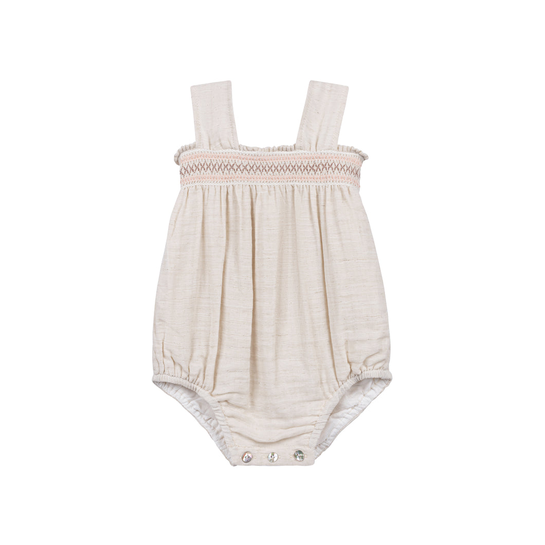 Stitch collection - smocked linen romper - Natural