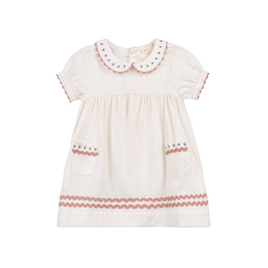 Wave collection - tulip collar short sleeve dress - ivory