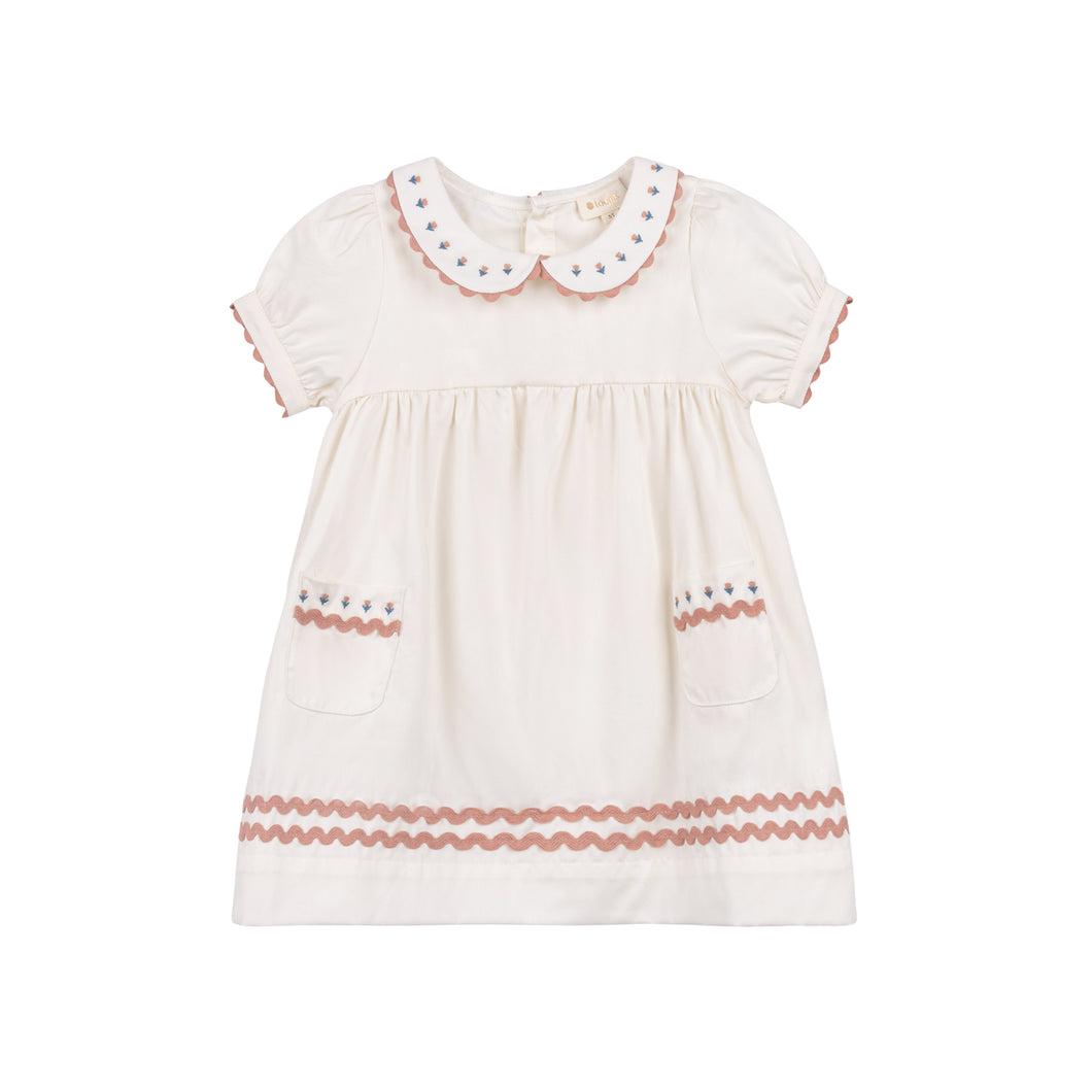Wave collection - tulip collar short sleeve dress - ivory