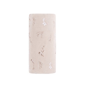 Vintage birds bamboo muslin swaddle - Tan