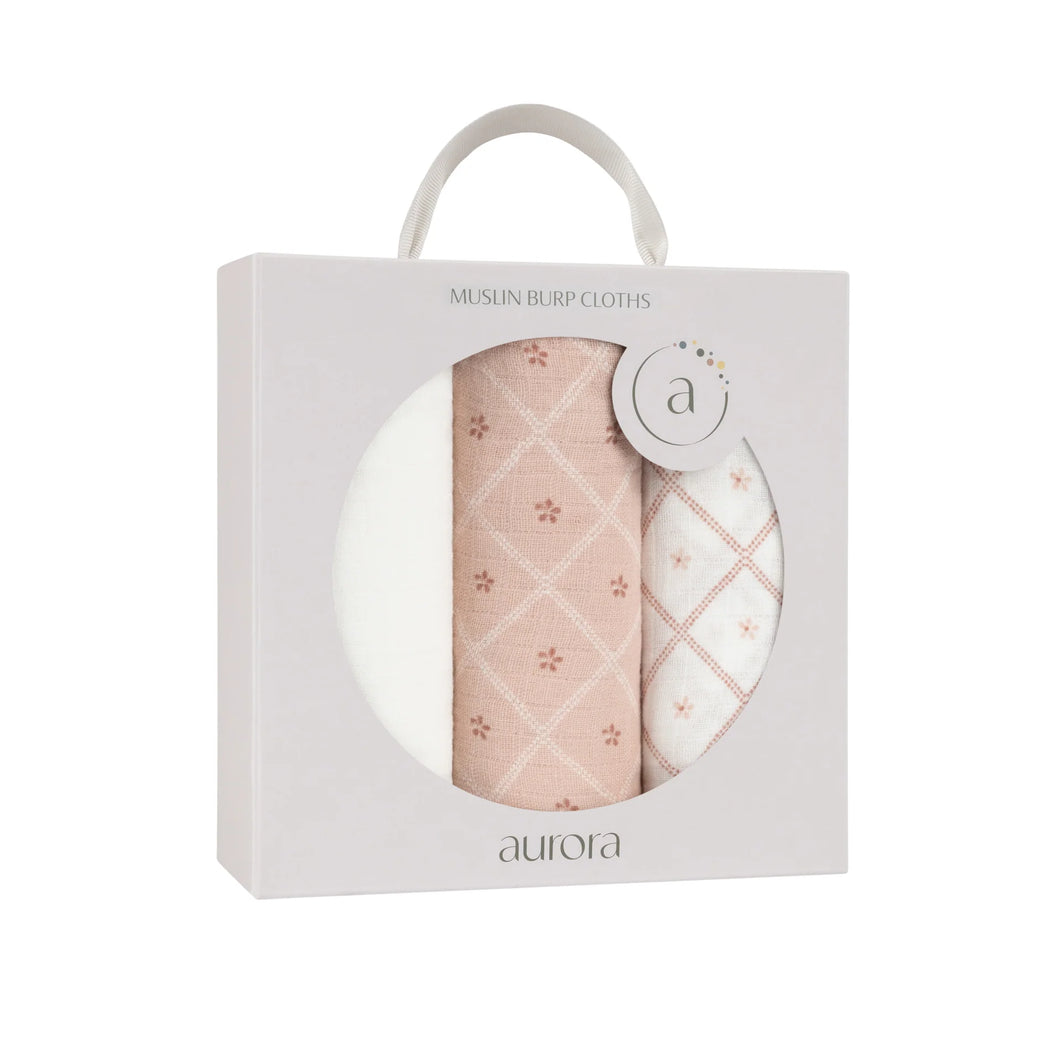 3 Pack Muslin Burp Cloth - Pink