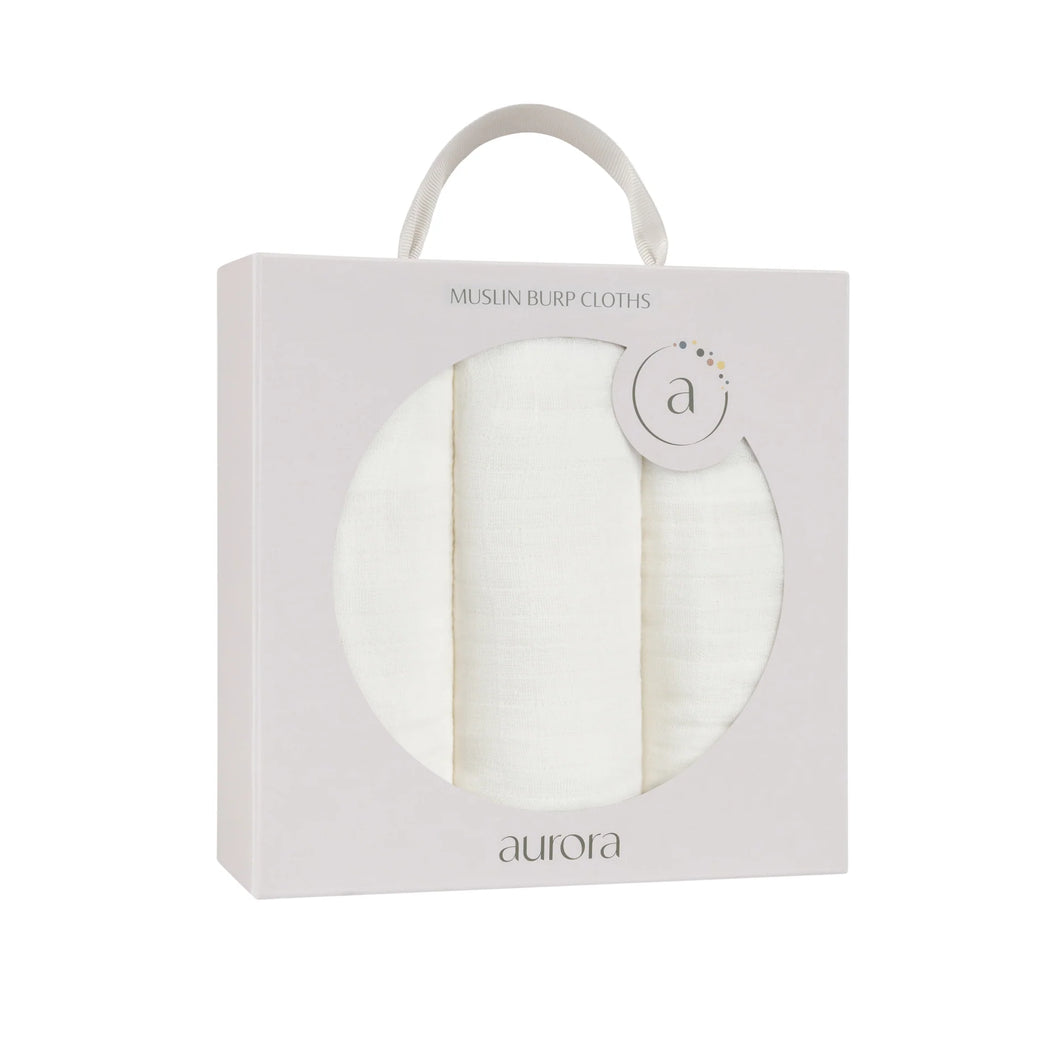 3 Pack Muslin Burp Cloth - White