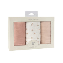 Load image into Gallery viewer, 3- pack muslin burp cloths - Floral pink
