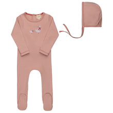 Load image into Gallery viewer, Cross Stitch Duckling Collection footie and bonnet - Pink

