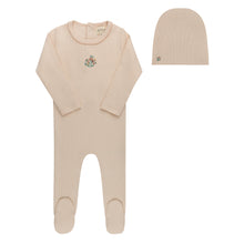 Load image into Gallery viewer, Ribbed Floral Embroidered Collection- Pink - Footie + Beanie
