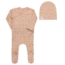 Load image into Gallery viewer, Floral rib collection footie and beanie - Pink
