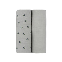 Load image into Gallery viewer, 2 Pack Cherry Print Collection - Muslin Swaddle - Blue
