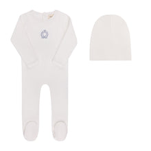 Load image into Gallery viewer, Metallic Crest Collection - Ivory Boy - Footie + Hat
