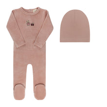 Load image into Gallery viewer, Embroidered Bear Collection - Pink - Footie + Beanie
