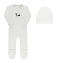 Load image into Gallery viewer, Embroidered Bear Collection - Ivory Boy - Footie + Beanie

