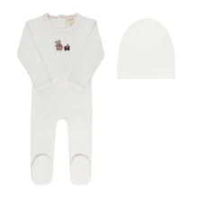 Load image into Gallery viewer, Embroidered Bear Collection - Ivory Girl - Footie + Beanie
