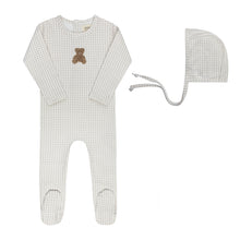 Load image into Gallery viewer, Gingham Teddy Collection - Tan - Footie + Bonnet
