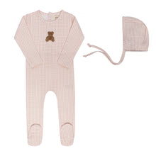 Load image into Gallery viewer, Gingham Teddy Collection - Pink - Footie + Bonnet
