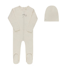 Load image into Gallery viewer, Bird Seam Collection - Cream Charcoal - Footie + Beanie
