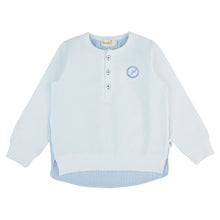 Load image into Gallery viewer, Seersucker top - long sleeves - white/blue
