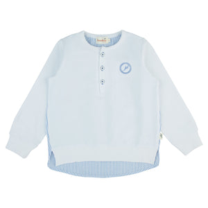 Seersucker top - long sleeves - white/blue