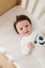 Load image into Gallery viewer, Velour celestial layette set - Ivory with navy
