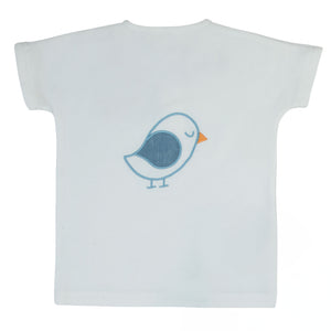 Terry and denim toddler top - white