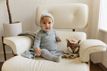 Load image into Gallery viewer, Velour leaf pattern collection - layette set - Blue
