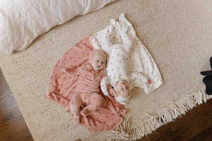 Velour leaf pattern collection - layette set - Pink