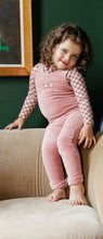 Load image into Gallery viewer, Velour plaid bear collection - Overalls and turtleneck - Pink
