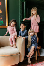 Load image into Gallery viewer, Velour plaid bear collection - Overalls and turtleneck - Pink
