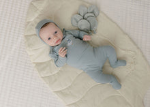 Load image into Gallery viewer, Cross Stitch Duckling Collection footie and bonnet - Blue
