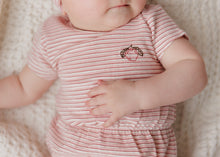Load image into Gallery viewer, Metallic stripe romper - pink
