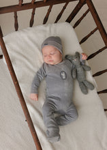 Load image into Gallery viewer, Bunny Pin Dot Collection - Blue - Footie + Bonnet
