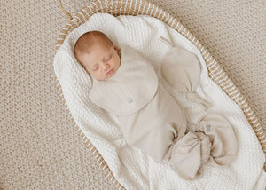 Organic embroidered cherry pointelle layette set - Beige