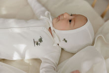 Load image into Gallery viewer, Ribbed Palm Embroidered Collection- Ivory - Footie + Bonnet
