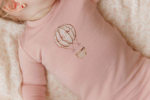 French terry hot air balloon collection layette set - Pink