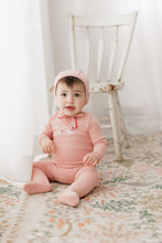 Load image into Gallery viewer, Cross Stitch Duckling Collection footie and bonnet - Pink
