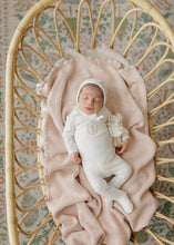 Load image into Gallery viewer, Bunny Pin Dot Collection - Ivory Girl - Footie + Bonnet
