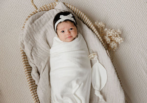 Lace trim pointelle paci lovey - Cream