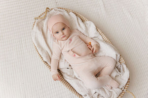 Velour stripe collection - layette set - Light pink
