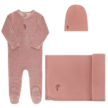 Load image into Gallery viewer, Velour stripe collection - layette set - Dark pink
