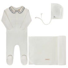 Load image into Gallery viewer, Floral Embroidered Collar Collection - Ivory Blue - Take Me Home Set
