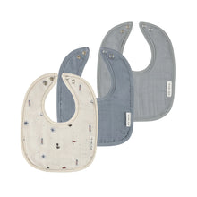 Load image into Gallery viewer, Muslin/terry bibs - Blue nautical/solid
