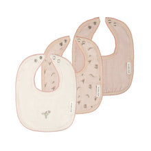 Load image into Gallery viewer, Muslin/terry bibs - Pink gingko print/embroidery
