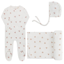 Load image into Gallery viewer, Velour leaf pattern collection - layette set - Ivory girl
