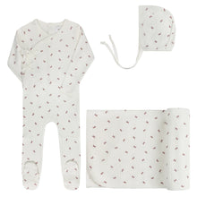 Load image into Gallery viewer, Bow pattern collection layette set - Ivory/red
