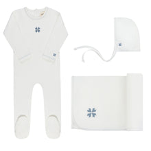 Load image into Gallery viewer, Embroidered Clover Collection - Ivory Blue - Take Me Home Set
