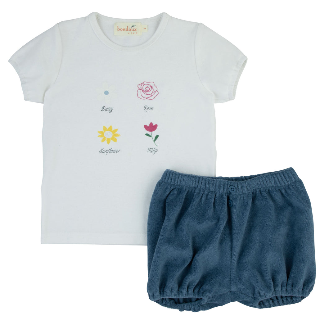 Terry and denim 2 pc set - girls blue