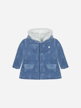 Load image into Gallery viewer, Blue velour baby coat
