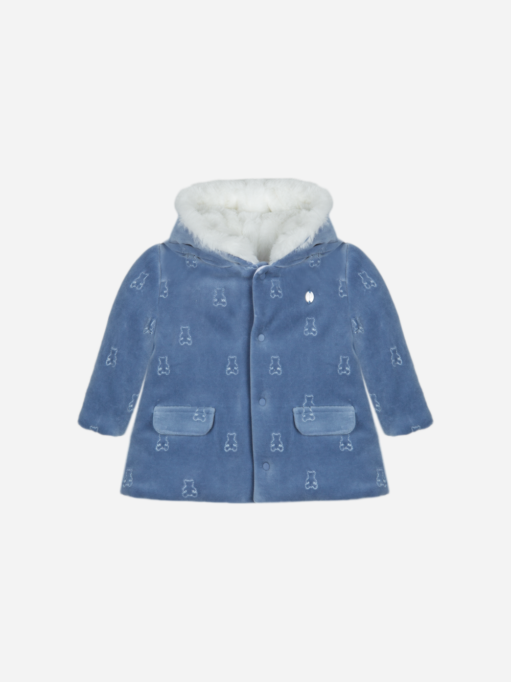 Blue velour baby coat