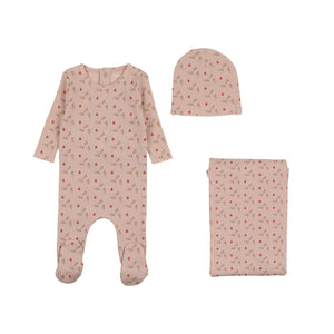 Pomegranite rib layette set - Tea rose