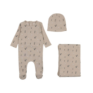 Swan print layette set - French chateau