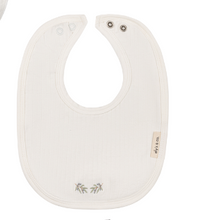 Load image into Gallery viewer, Organic cotton wide rib embroidered bib - Ivory/blue
