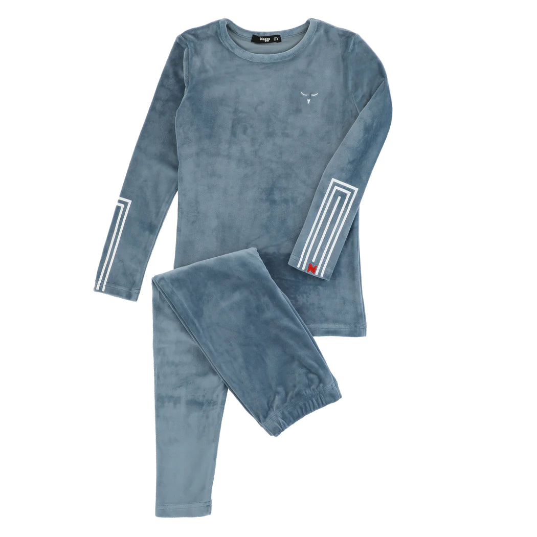 Rectangle print on sleeve loungewear set - Moonlight blue
